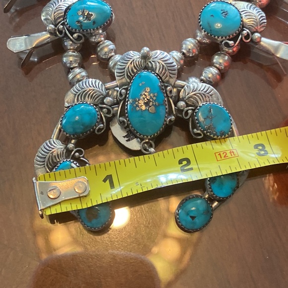 Turquoise, squash blossom necklace - Picture 6 of 11